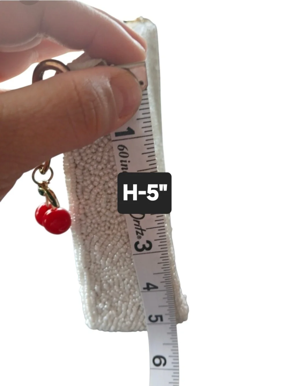 NWOT!Wildfox White Beaded Cherry & Pink Bow Wristlet with Gold Chain